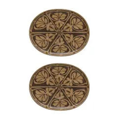 Hello Honey&reg; Brown & Taupe Patterned Oval Hand Painted Stoneware Plate Set