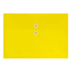 JAM Paper Letter Booklet Plastic Envelopes with Button & String Tie Closure, 12ct. Yellow