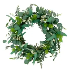 24'' Green and White Eucalyptus Floral Spring Wreath