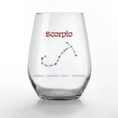 15oz. Retro Scorpio Horoscope Printed Stemless Wine Glass