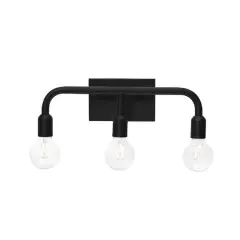 Hello Honey&reg; Robert Stevenson Lighting Benson Exposed Bulb Metal 3-Light Vanity Matte Black