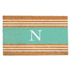 Teal Monogram Stripe Doormat N