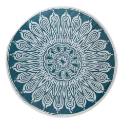 DII&reg; Round Sunflower Outdoor Rug, 5ft. Blue