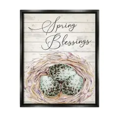 Stupell Industries Spring Blessings Bird Nest Nature Floater Framed Art Black
