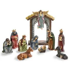 Glitzhome&reg; Multicolor Resin Nativity Figurine Set