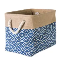 Small Navy Burlap Diamond Rectangle Bin