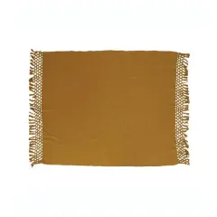 Hello Honey&reg; Mustard Yellow Woven Cotton Throw with Crochet Fringe