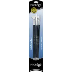 Prot&eacute;g&eacute; White Nylon Long Handle Variety 5 Piece Brush Set