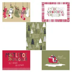 JAM Paper Rustic Season's Greetings Assorted Christmas Cards Set, 24ct.