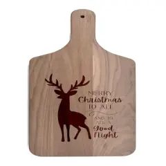 17" Merry Christmas Deer Walnut Paddle Cutting Board