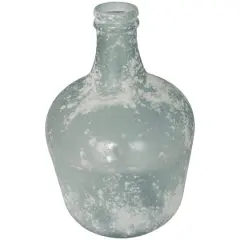 17" Frosted Spanish Bottle Recycled Glass Vase
