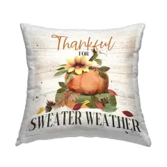 Stupell Industries Thankful Sweater Weather Outdoor Printed Pillow