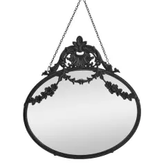 Hello Honey&reg; Vintage Pewter Framed Wall Mirror with Decorative Chain Black