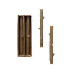 Hello Honey&reg; 10.25" Unscented Tree Branch Taper Candles, 2ct. Olive