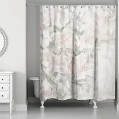 Soft Floral Abstract Blush and Sage 71" x 74" Shower Curtain