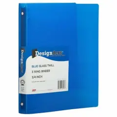 JAM Paper 3/4" Glass Twill Plastic 3-Ring Binders, 4ct. Blue