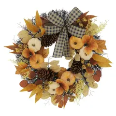 24" Designer Premium Floral Pumpkin & Pinecone Wreath by Ashland&reg;