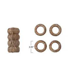 Hello Honey&reg; Natural Handwoven Rattan Napkin Rings Set