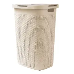 Mind Reader 60L Hamper Laundry Basket with Cutout Handles Ivory