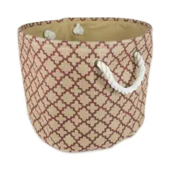 DII&reg; 9" Lattice Round Burlap Bin Wine
