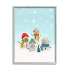 Stupell Industries Winter Snowmen Christmas Tree Framed Giclee Art Gray