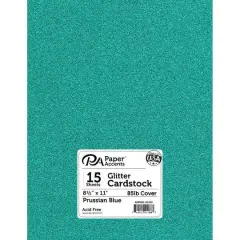 PA Paper&trade; Accents Glitter 8.5" x 11" Cardstock, 15 Sheets Prussian Blue