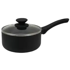 Oster Ashford 2qt. Black Aluminum Nonstick Sauce Pan With Tempered Glass Lid