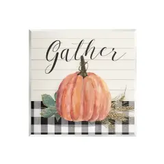 Stupell Industries Gather Seasonal Botanical Pumpkin Wall Plaque Art