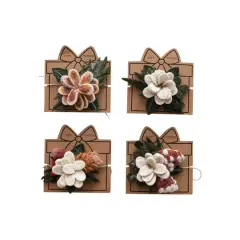 Hello Honey Multicolor Wool Felt Flower Gift Topper with Jute Wrap, 4ct.