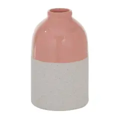 Pink Ceramic Modern Vase, 10" x 6" x 6"