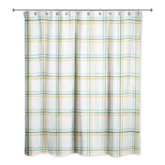 Plaid Shower Curtain Green and Yellow