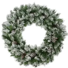 36" Snowy Flocked Angel Pine with Pinecones Artificial Christmas Wreath