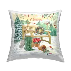 Stupell Industries Merry Christmas Winter Garden Pillow