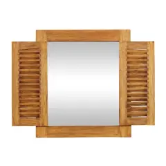 Brown Wood Rustic Wall Mirror 35" x 31"