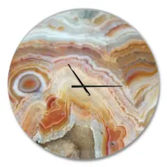 Designart 'Strips And Ovals On Agate Modern Wall Clock