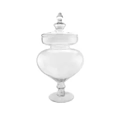 23" Large Transparent Glass Container with Finial Topped Lid