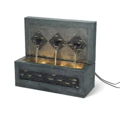 Glitzhome&reg; 2.5ft. Faux Concrete and Pebbles Outdoor LED Fountain