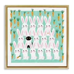 Stupell Industries Cat Mixed with Bunnies Floater Framed Art Gold