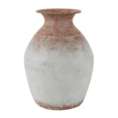 14" White & Rust Distressed Vase