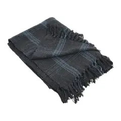 Hello Honey&reg; Plaid Recycled Cotton Blend Throw Blanket with Fringe Gray