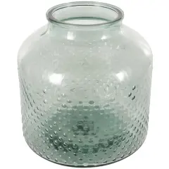 12.25" Green Spotted Glass Jar Vase
