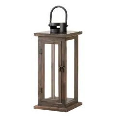 15.75" Lodge Wooden Lantern