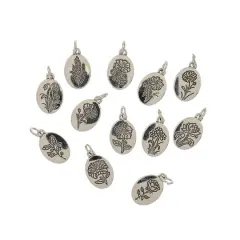 Crystal Lane DIY Silver Birth Flower Charms, 12ct.