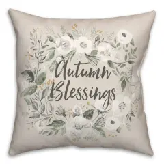 Multicolor Floral Wreath Blessings Throw Pillow