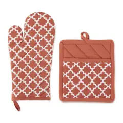 DII&reg; Lattice Oven Mitt & Potholder Set Vintage Red
