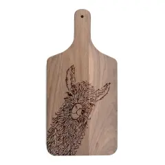 8" x 17" Llama Sweet Cheeks Walnut Paddle Cutting Board