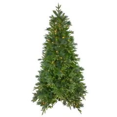 6.5ft. Pre-Lit Real Touch&trade;️ Rosemary Emerald Angel Pine Artificial Christmas Tree, Warm White LED Lights