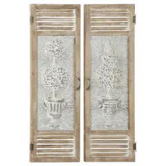52" Brown Farmhouse Shutter Wall D&eacute;cor Set