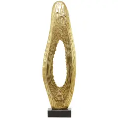 49.5" Abstract Aluminum & Marble Teardrop Sculpture Gold