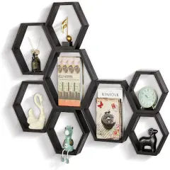 NEX&trade; Hexagon Honeycomb Floating Shelves Set Black